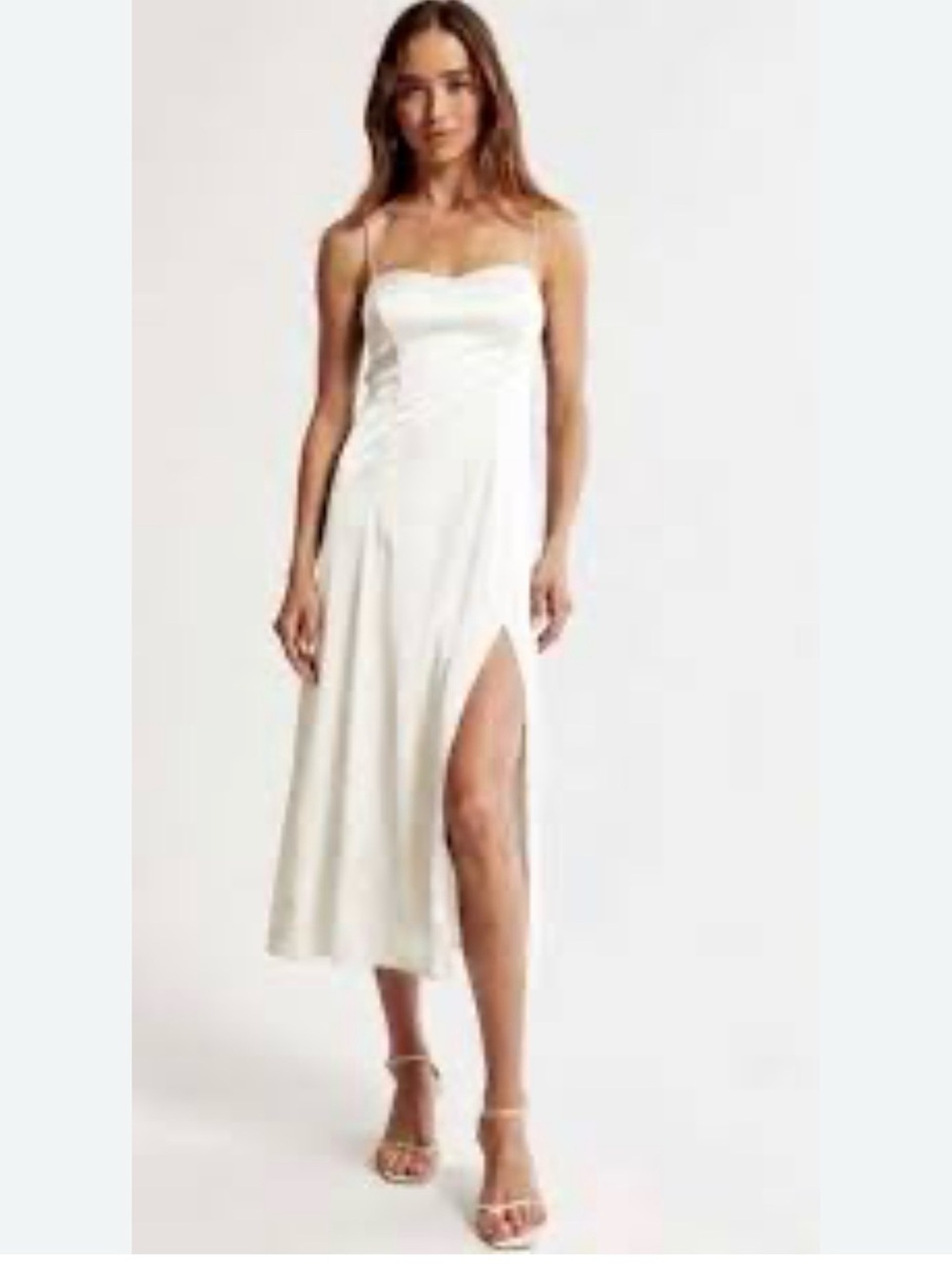 Abercrombie & Fitch Camille M spaghetti strap smock back side slit satin dress